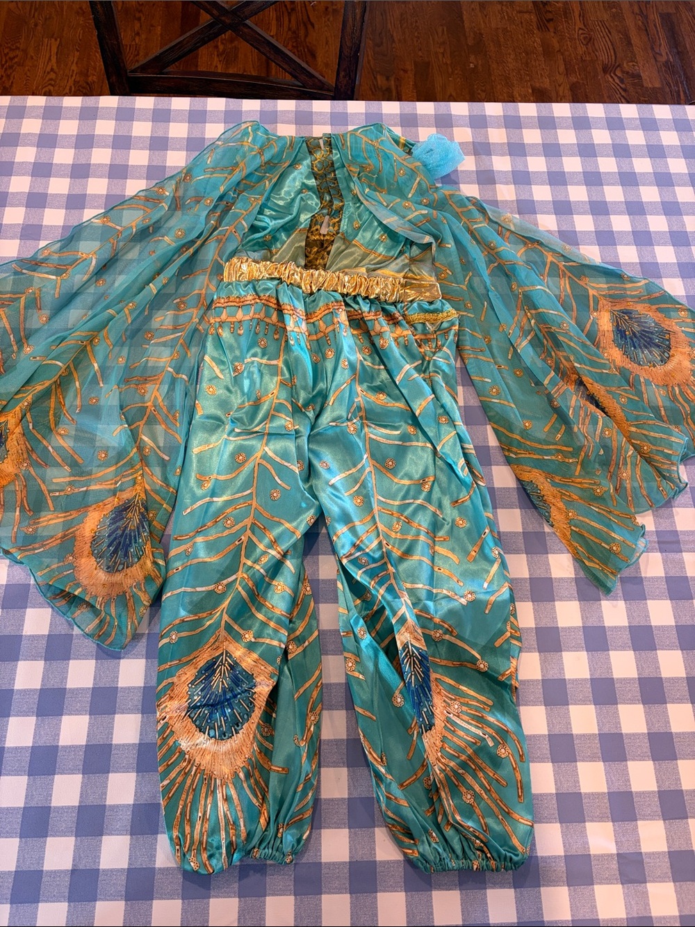 Disney Aladdin Jasmine princess costume small size 4-6 wig wand and jumpsuit - Picture 8 of 8